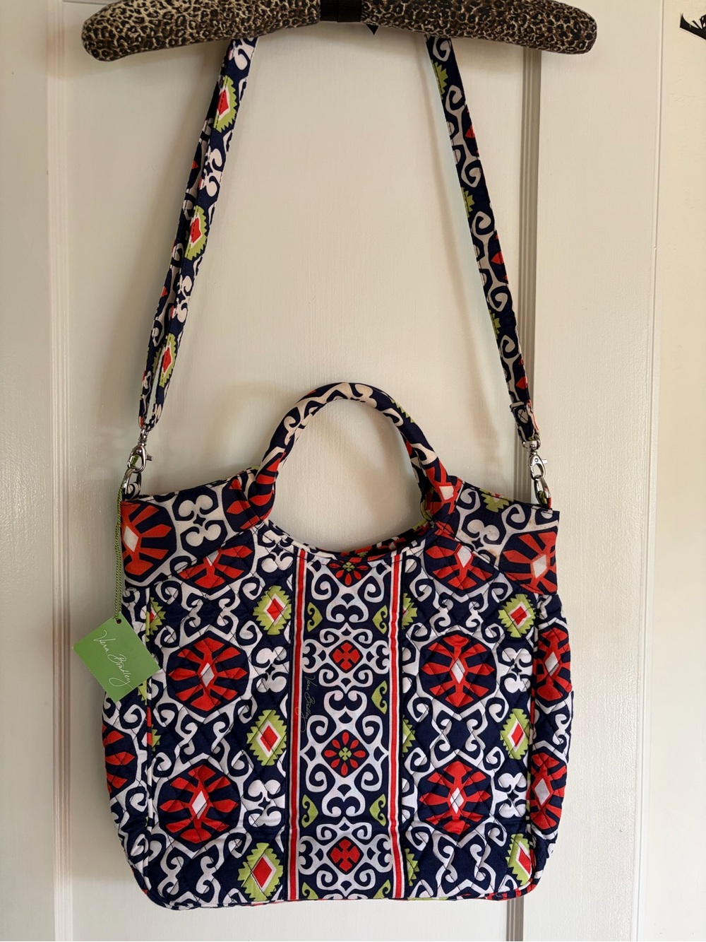 Vera Bradley Navy, Red & Lime Quilted Tote
